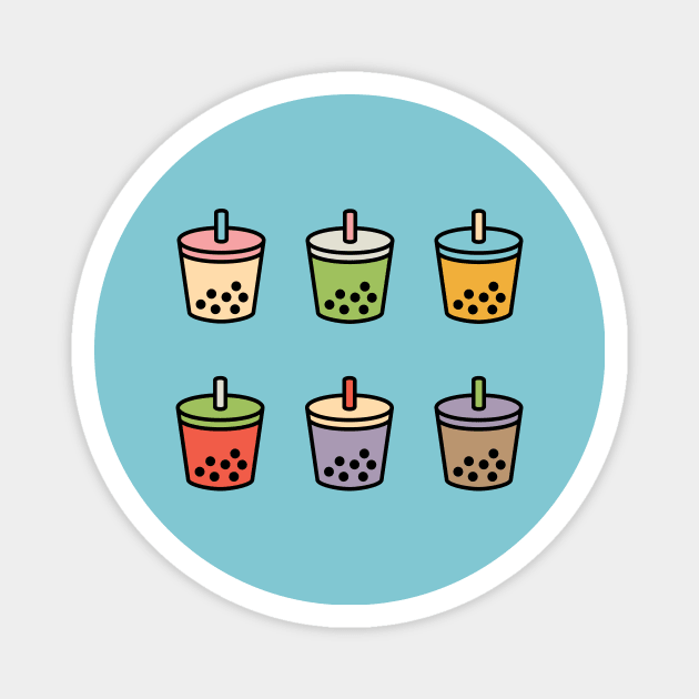 6 Bubble Tea Flavors Magnet by BobaTeaMe